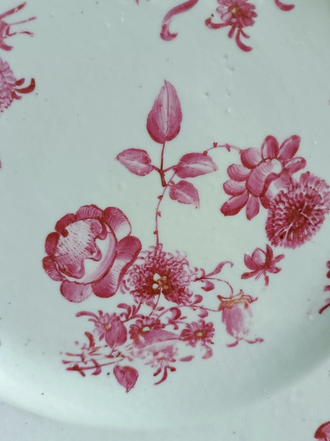 古玩陶瓷胭脂紅彩花卉紋盤拍賣,當(dāng)前價(jià)格988元