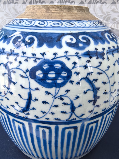 古玩陶瓷清乾嘉青花纏枝花卉紋罐拍賣,當前價格1980元
