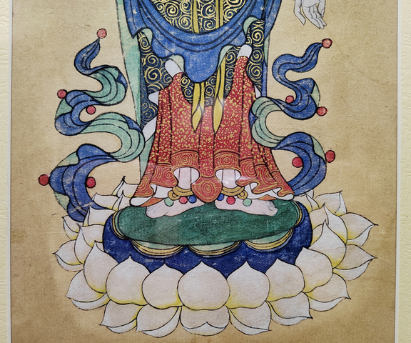 古玩陶瓷敦煌壁畫風格的手繪工筆菩薩像拍賣，當前價格600元