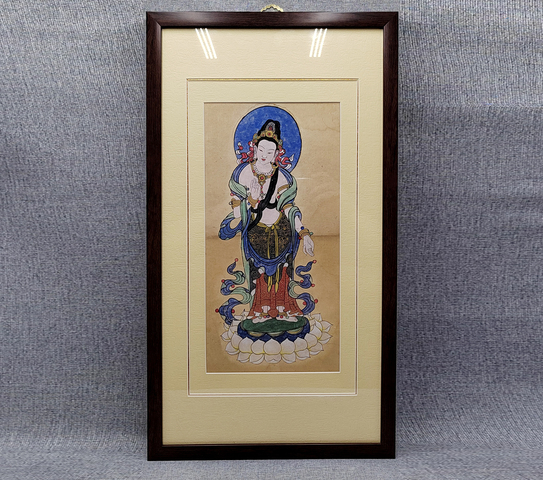 古玩陶瓷敦煌壁畫風格的手繪工筆菩薩像拍賣，當前價格600元