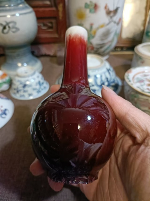 古玩陶瓷郎紅釉天球瓶拍賣,當前價格1888元