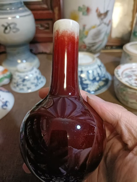 古玩陶瓷郎紅釉天球瓶拍賣,當前價格1888元