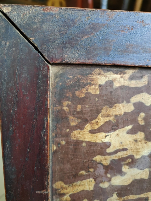 古玩雜項(xiàng)柚木座云石插屏真品鑒賞圖