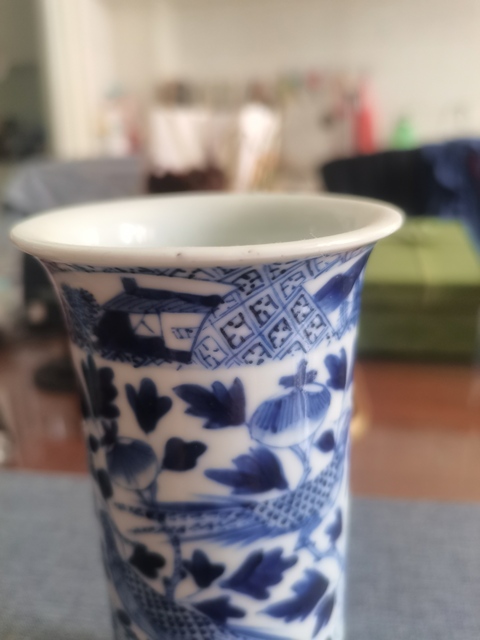 古玩陶瓷晚清青花花鳥紋桶瓶拍賣,當前價格2500元