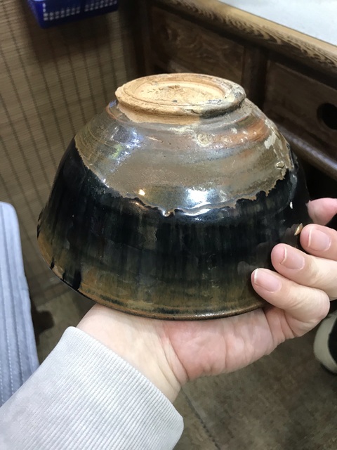 古玩陶瓷磁州窯黑釉鐵銹斑線條碗拍賣,當前價格1600元