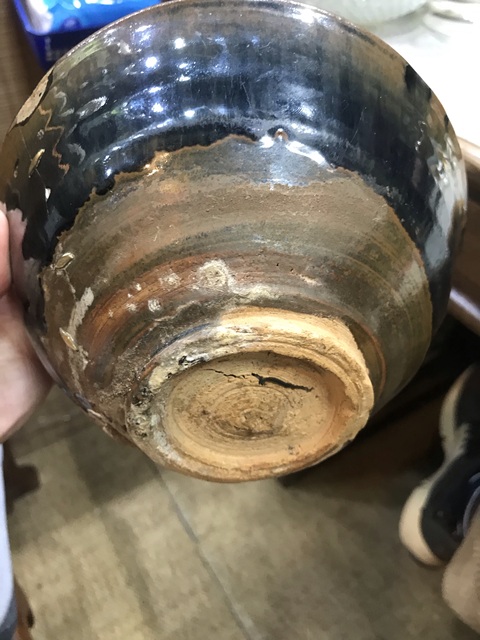 古玩陶瓷磁州窯黑釉鐵銹斑線條碗拍賣,當前價格1600元