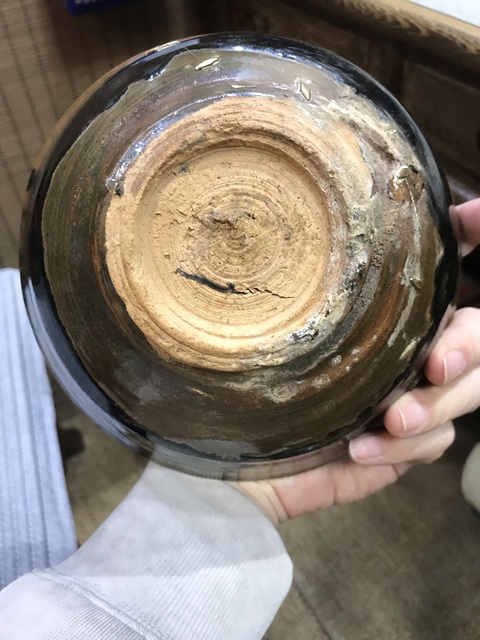 古玩陶瓷磁州窯黑釉鐵銹斑線條碗拍賣,當前價格1600元