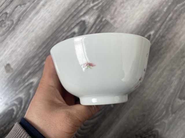 古玩陶瓷竹蝶癩瓜紋粉彩杯茶碗 晚清民國拍賣,當前價格5800元