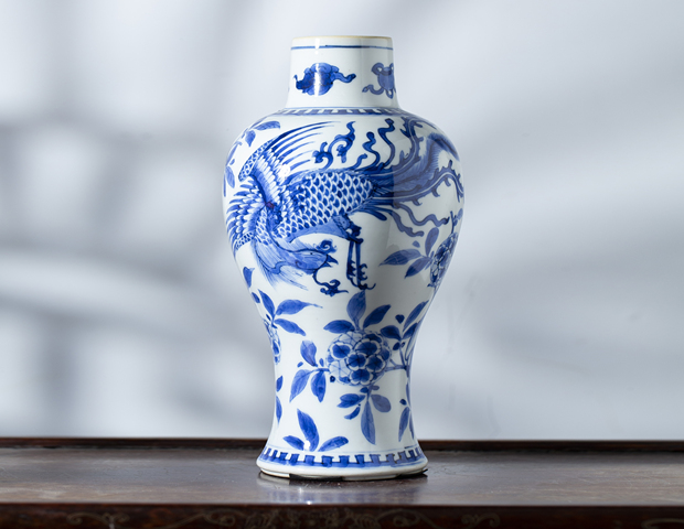 中国古玩 青花 染付鳳凰紋 花瓶 高約34cm 大清光緒年製 唐物 t96563 中国古玩 青花 染付鳳凰紋 花瓶 高約34cm 大清光緒年製 唐物