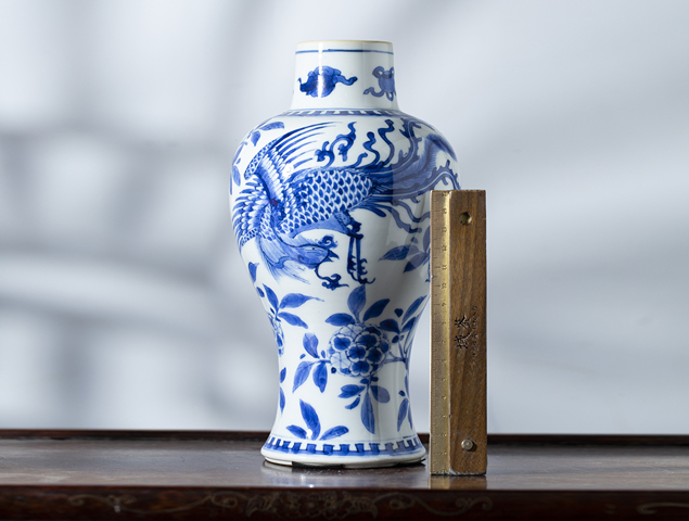 古玩陶瓷清康熙·青花鳳凰牡丹紋瓶拍賣，當前價格18000元