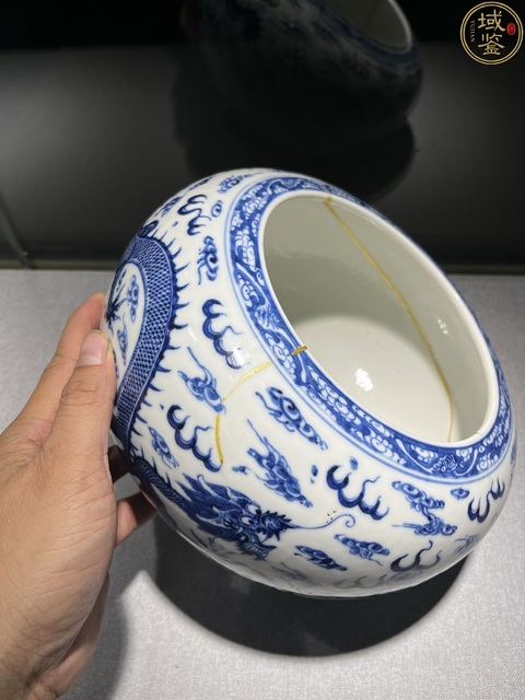 古玩陶瓷青花趕珠龍紋水洗拍賣，當前價格2700元