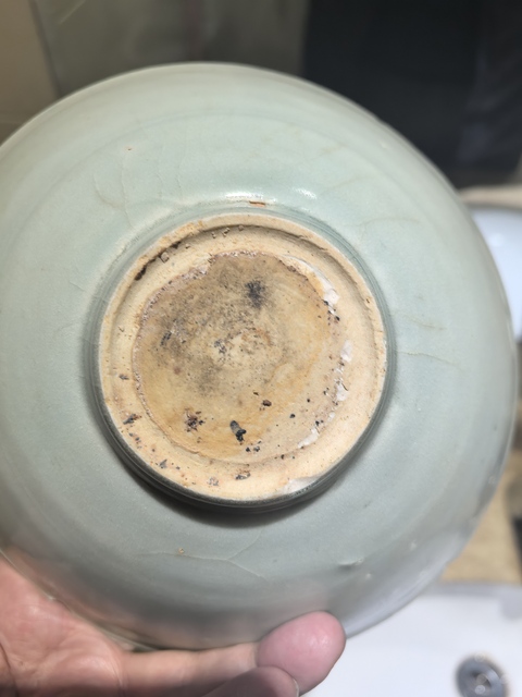 古玩陶瓷南宋湖田窯青白釉刻劃花娃娃大碗拍賣，當前價格999元
