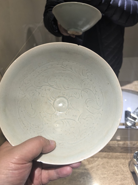 古玩陶瓷南宋湖田窯青白釉刻劃花娃娃大碗拍賣，當前價格999元