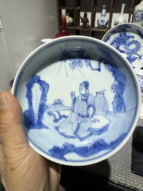 古玩陶瓷李白醉酒人物紋青花洗拍賣,當前價格23000元
