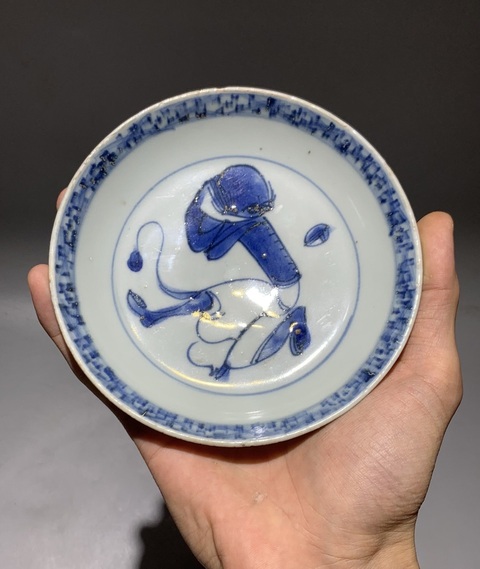 古玩陶瓷魁星青花盤拍賣,當前價格3800元