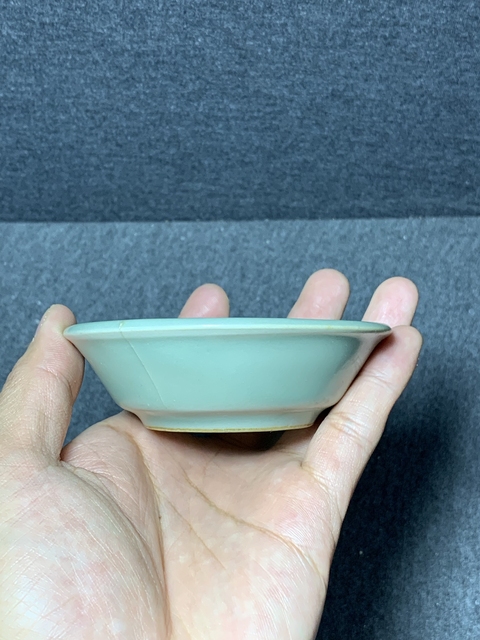 古玩陶瓷南宋·龍泉粉青釉折沿洗拍賣，當前價格8000元