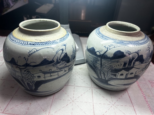 古玩陶瓷清乾隆青花山水紋罐拍賣，當前價格999元
