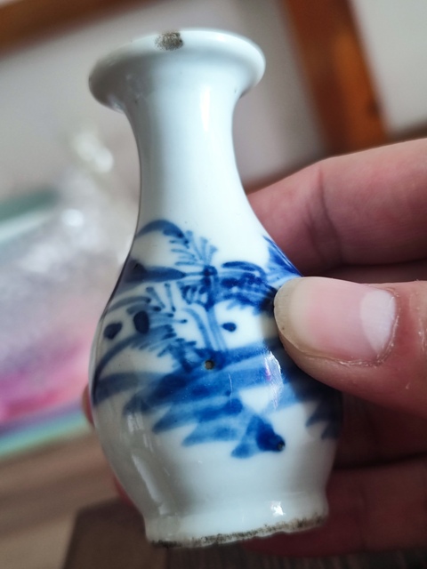 古玩陶瓷清晚期青花山水人物紋玉壺春瓶拍賣，當前價格488元