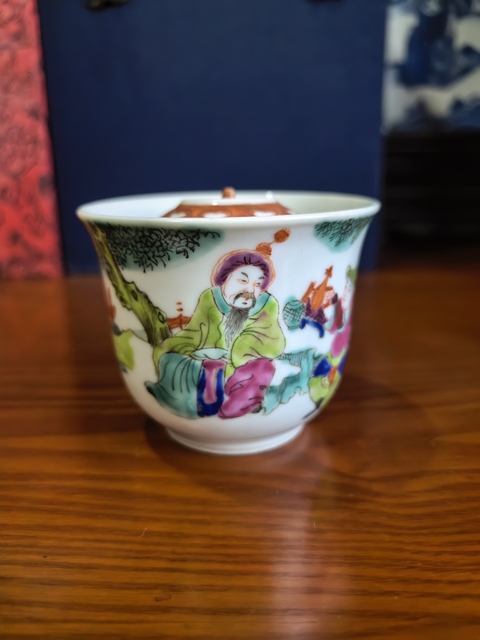 古玩陶瓷粉彩太白醉酒故事紋公道杯拍賣，當前價格9888元