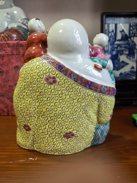 古玩陶瓷粉彩五子登科彌勒佛坐像拍賣，當前價格5999元