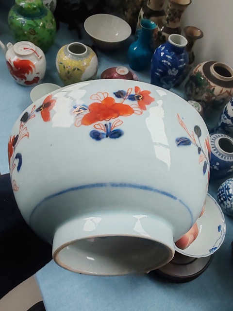古玩陶瓷清康熙時期青花礬紅花卉紋碗拍賣,當前價格1280元