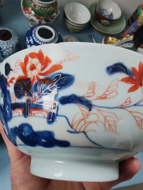 古玩陶瓷清康熙時期青花礬紅花卉紋碗拍賣,當前價格1280元
