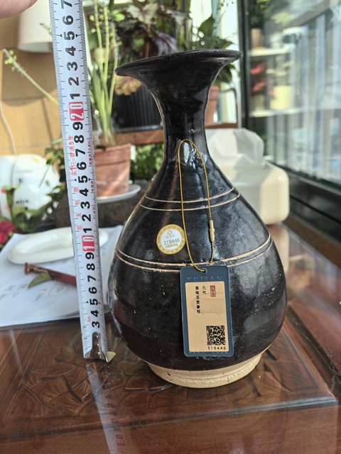 古玩陶瓷元代·黑釉玉壺春瓶拍賣，當前價格3300元