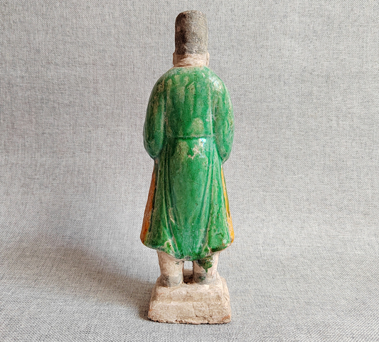 古玩陶瓷明代三彩捧壺人物俑（一對）拍賣，當前價格8680元