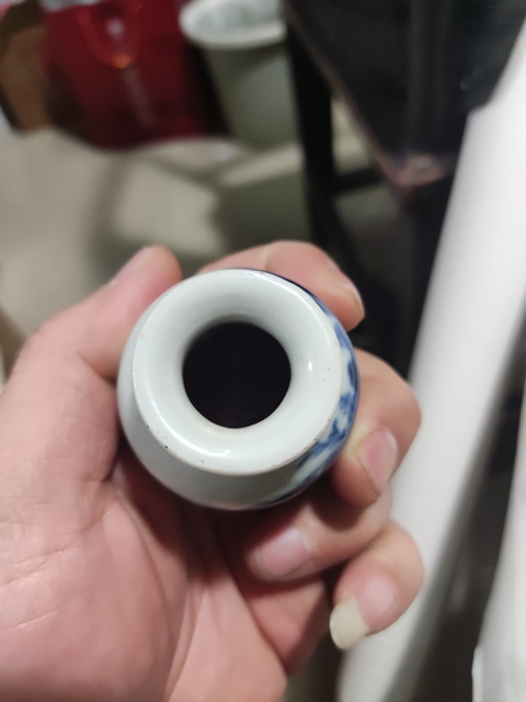 古玩陶瓷晚清山水紋青花水盂拍賣,當前價格698元