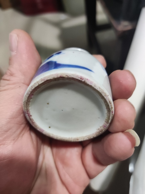 古玩陶瓷晚清山水紋青花水盂拍賣,當前價格698元