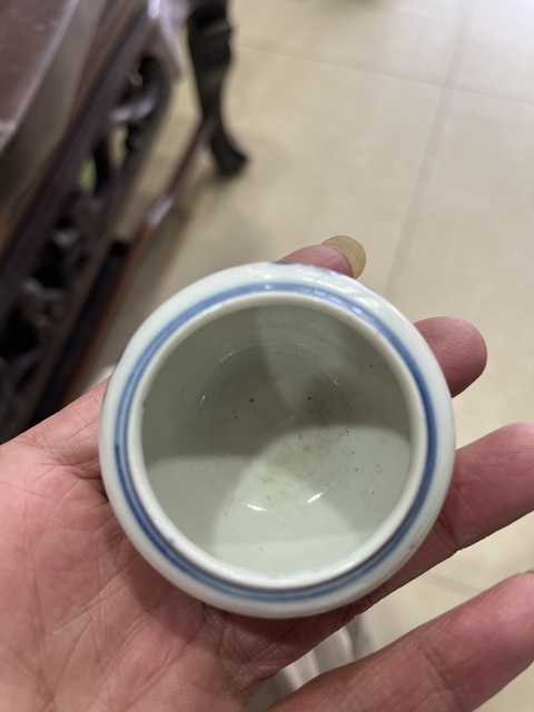 古玩陶瓷花卉紋青花水盂拍賣，當前價格3800元