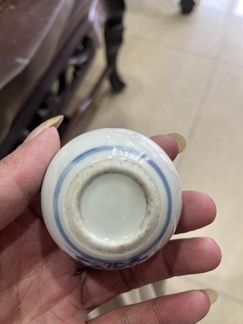 古玩陶瓷花卉紋青花水盂拍賣，當前價格3800元