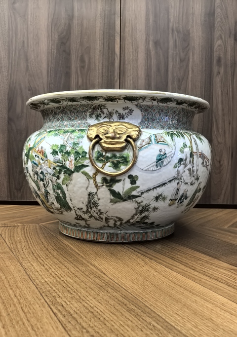 古玩陶瓷咸豐五彩(東山再起)獅耳爐(或為魚缸)拍賣,當前價格78888元