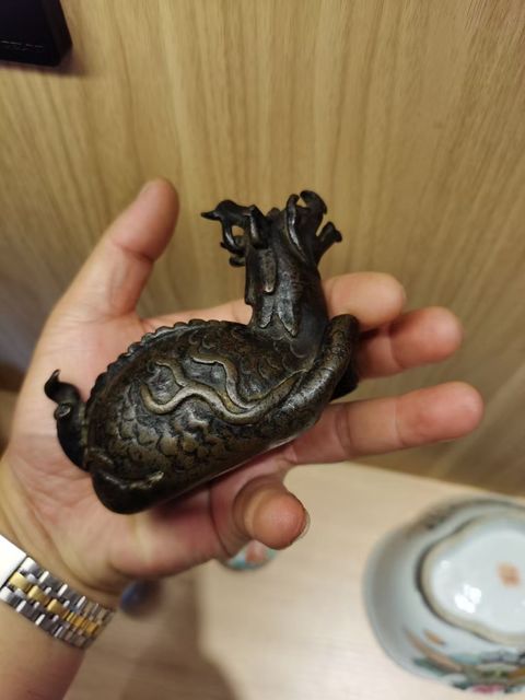 古玩銅器麒麟水盂拍賣,當前價格28000元