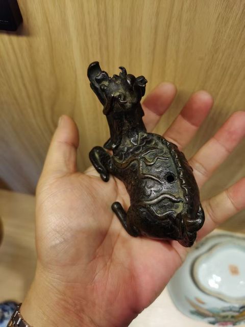 古玩銅器麒麟水盂拍賣,當前價格28000元