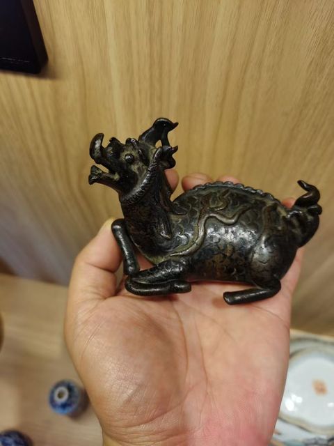 古玩銅器麒麟水盂拍賣,當前價格28000元