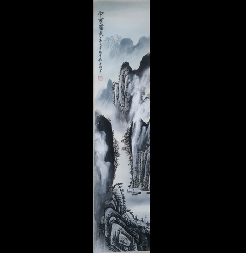 古玩字畫張大千關門弟子榮寶齋簽約畫家梁兆金山水拍賣,當前價格1288元