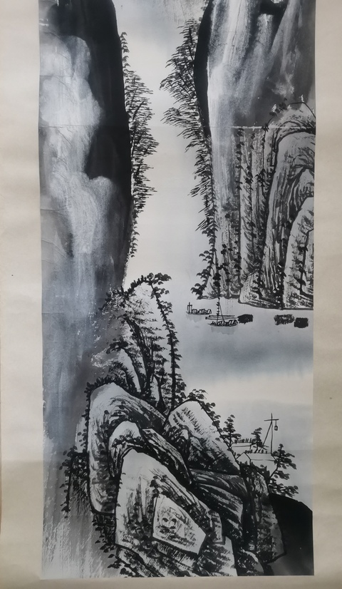 古玩字畫張大千關門弟子榮寶齋簽約畫家梁兆金山水拍賣,當前價格1288元
