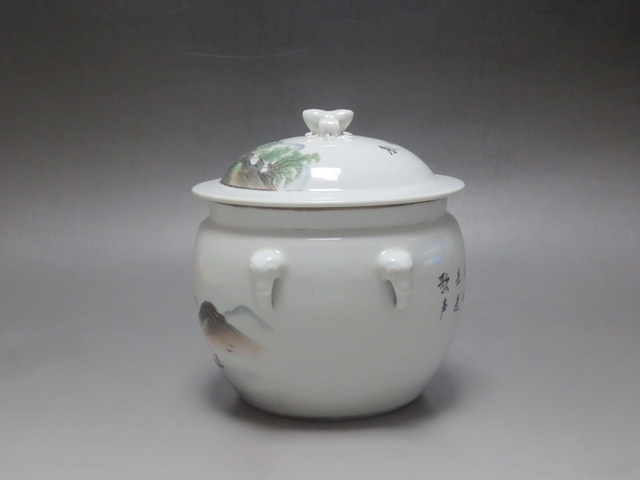 古玩陶瓷山水紋四系粥罐拍賣，當前價格799元