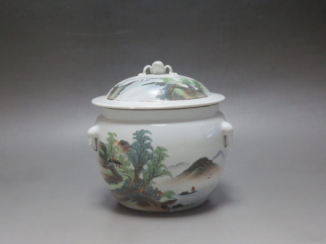 古玩陶瓷山水紋四系粥罐拍賣，當前價格799元