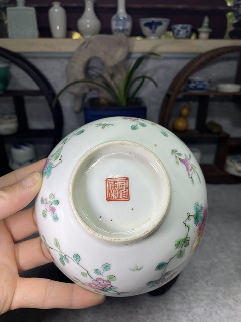 古玩陶瓷清同治粉彩四季花卉紋碗拍賣,當前價格2688元