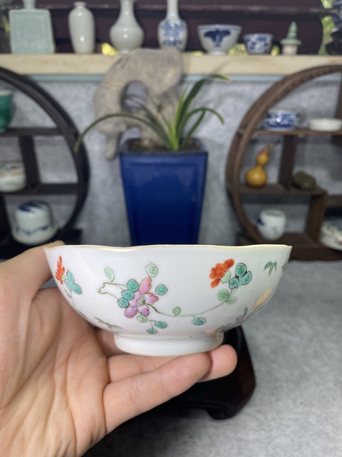 古玩陶瓷清同治粉彩四季花卉紋碗拍賣,當前價格2688元