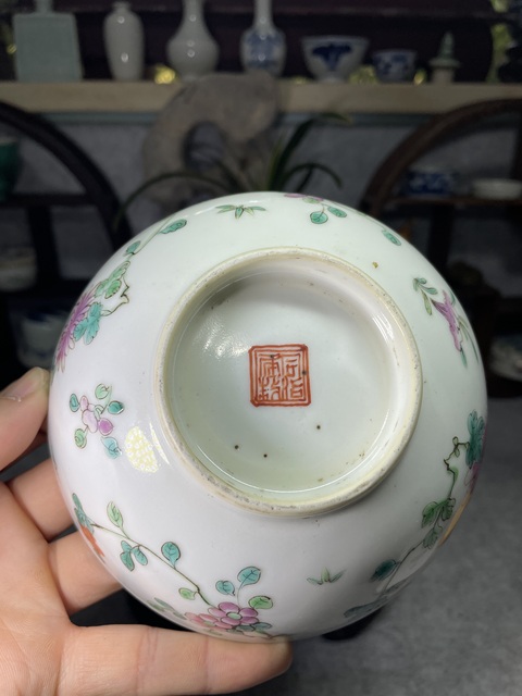 古玩陶瓷清同治粉彩四季花卉紋碗拍賣,當前價格2688元