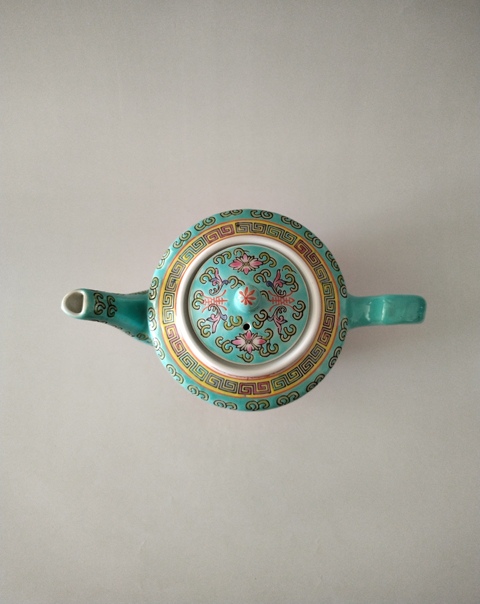 古玩陶瓷松石綠粉彩萬壽無疆茶壺拍賣,當(dāng)前價格238元