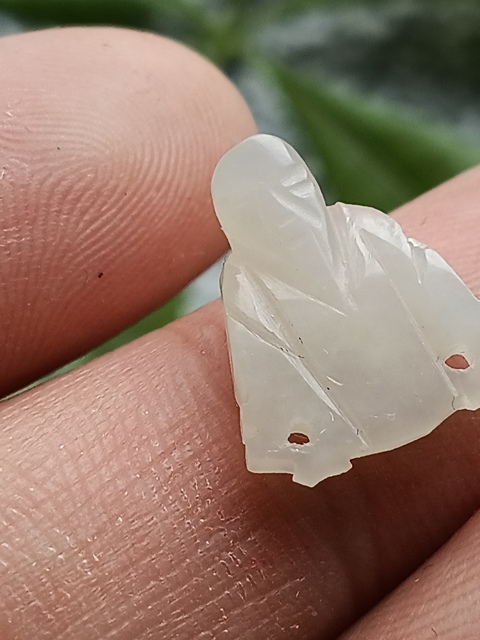 古玩玉器(一口價放漏)超白清代和田玉雕“壽星帽花”拍賣,當前價格500元