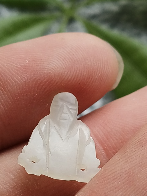古玩玉器(一口價放漏)超白清代和田玉雕“壽星帽花”拍賣,當前價格500元