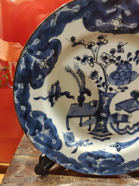 古玩陶瓷康熙青花清供圖賞盤拍賣,當(dāng)前價(jià)格980元