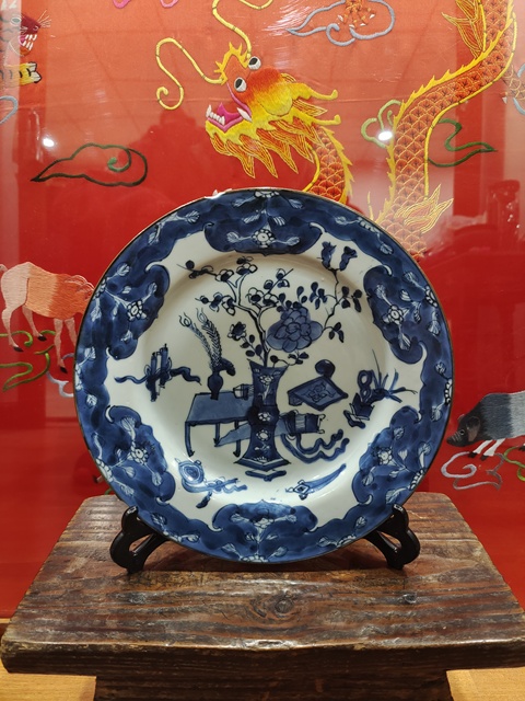 古玩陶瓷康熙青花清供圖賞盤拍賣,當(dāng)前價(jià)格980元