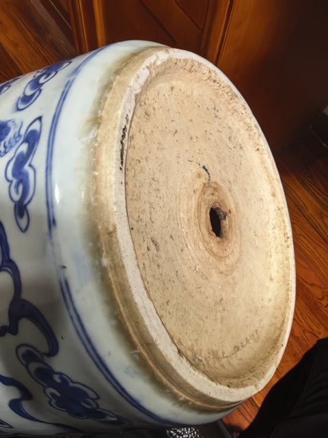 古玩陶瓷道光青花雙獅瑞獸紋花盆拍賣,當前價格16888元