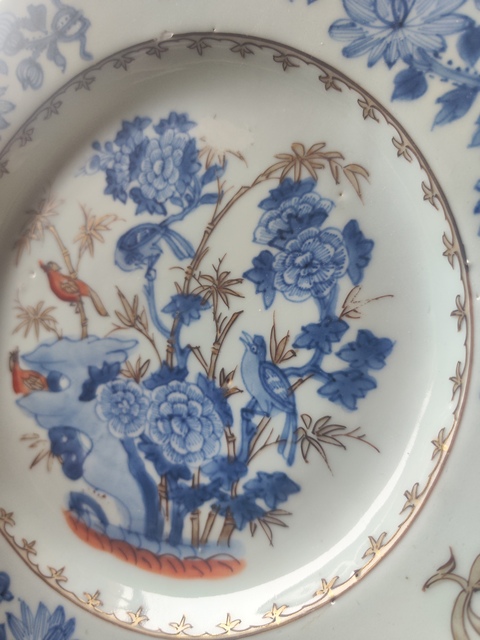 古玩陶瓷清早期青花礬紅描金花鳥紋盤拍賣,當前價格2200元